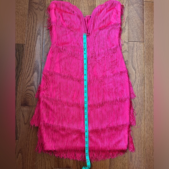 Lime Lush Pink Magenta Fringe Mini Dress - Picture 11 of 16